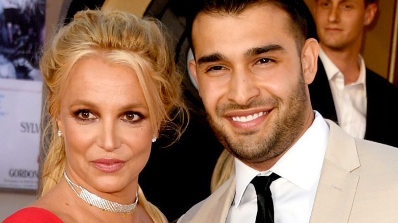 Britney Spears and Sam Asghari posing together
