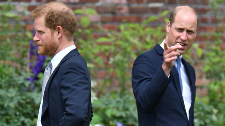 Prince Harry and Prince William standing back to back