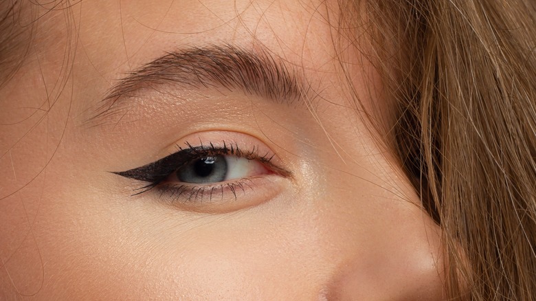 closeup of woman's cat eyeliner