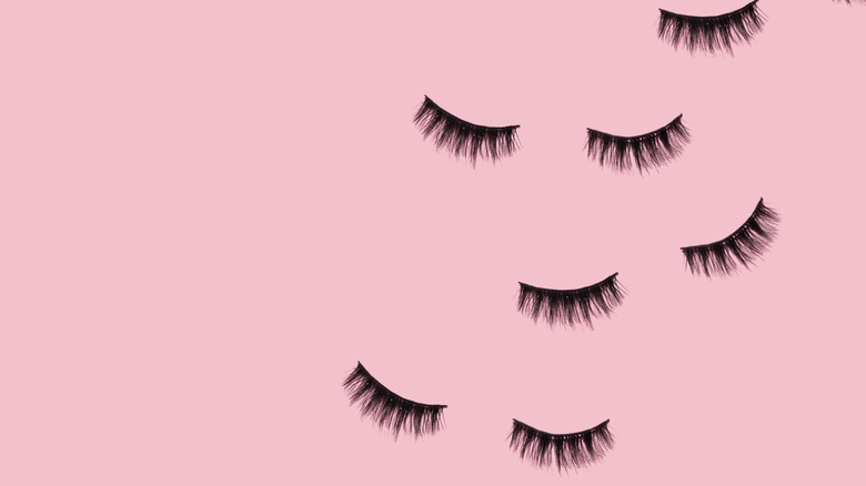 lashes on pink background