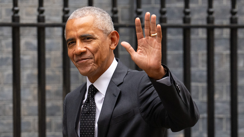 Barack Obama waving, London 2024