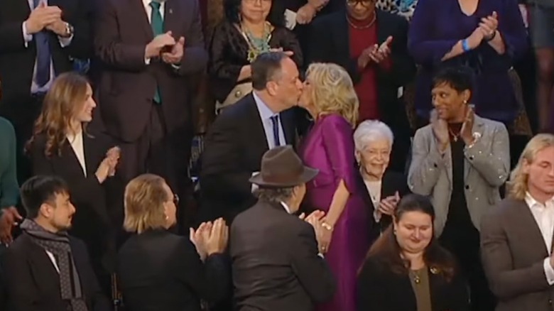 Jill Biden and Doug Emhoff kissing