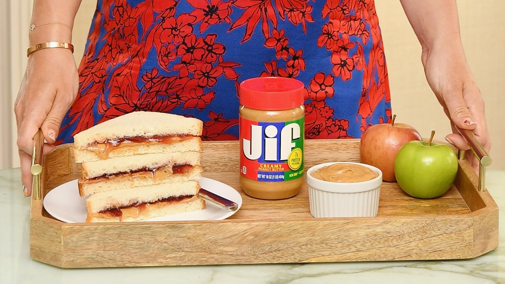 Jif Peanut Butter on tray with sandwich