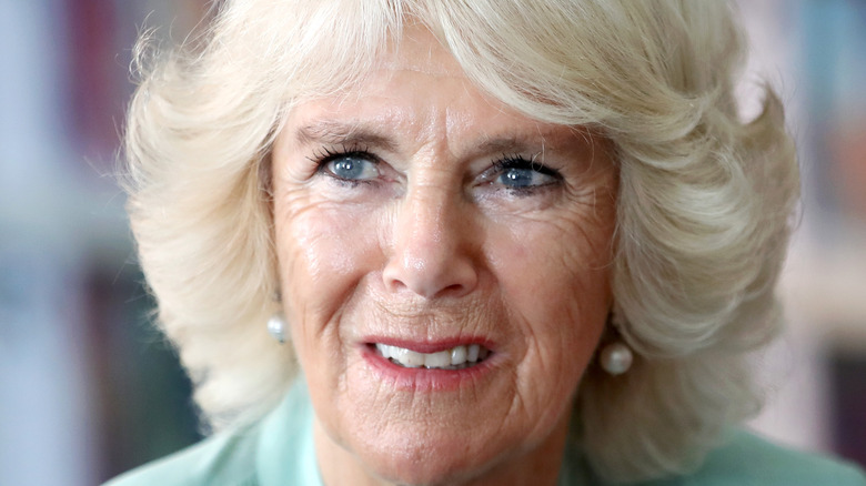 Camilla Parker Bowles with pearl earrings 