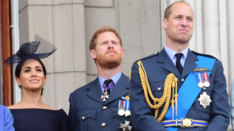 Prince Harry, Prince William and Meghan Markle at Buckingham Palace