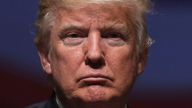 Donald Trump looks stern