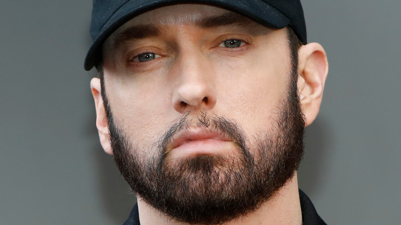 Rapper Eminem glares into the camera