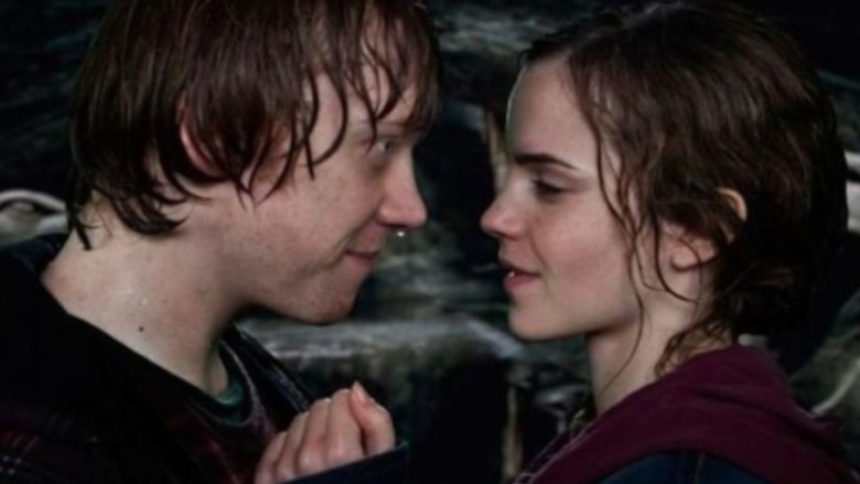 Ron and Hermione about to kiss