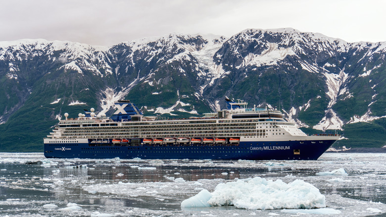 Alaskan cruise ship with glaciers