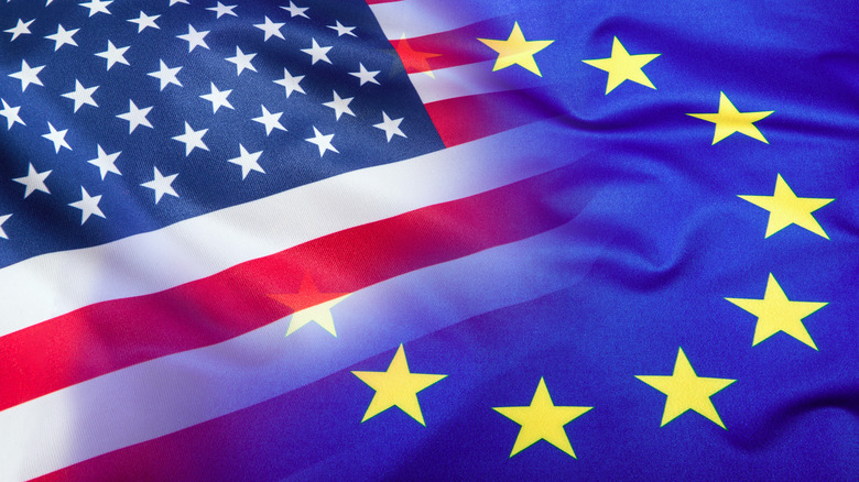 Merged flags of the USA and EU