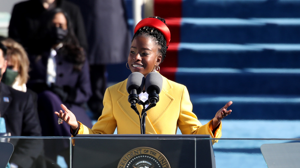 Amanda Gorman delivering her poem during the 2021 inauguration