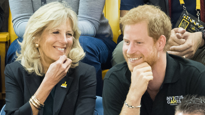 Jill Biden and Prince Harry smiling at Invictus Games