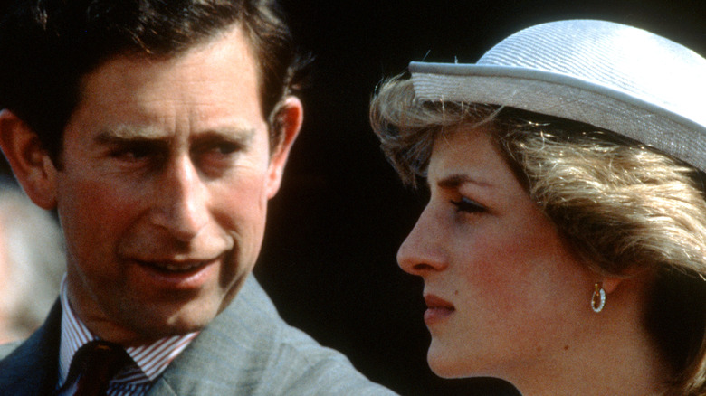 Diana Spencer and Prince Charles close-up
