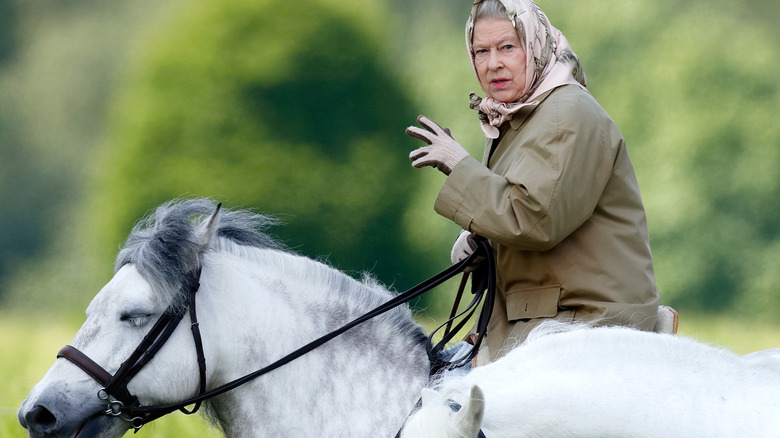 Queen Elizabeth riding a horse in 2006