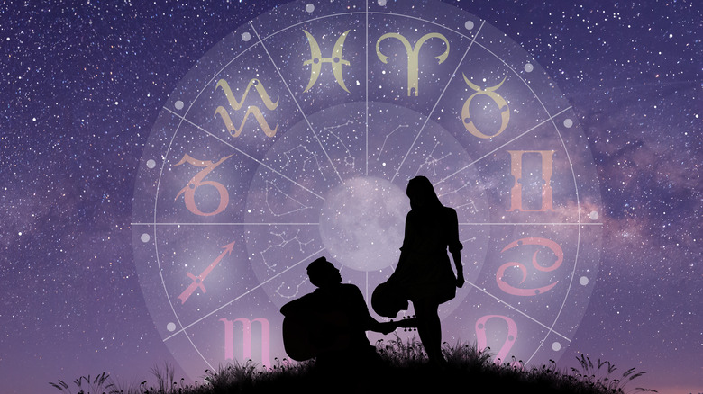 Couple with zodiac signs