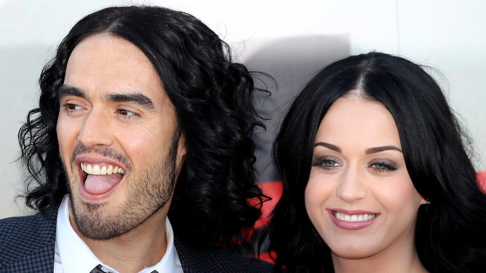 Russell Brand and Katy Perry posing