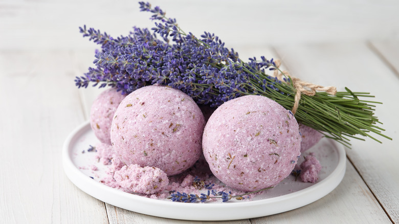 Lavender bath bombs on display