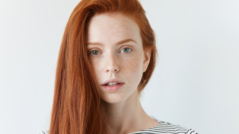 A redheaded woman's face