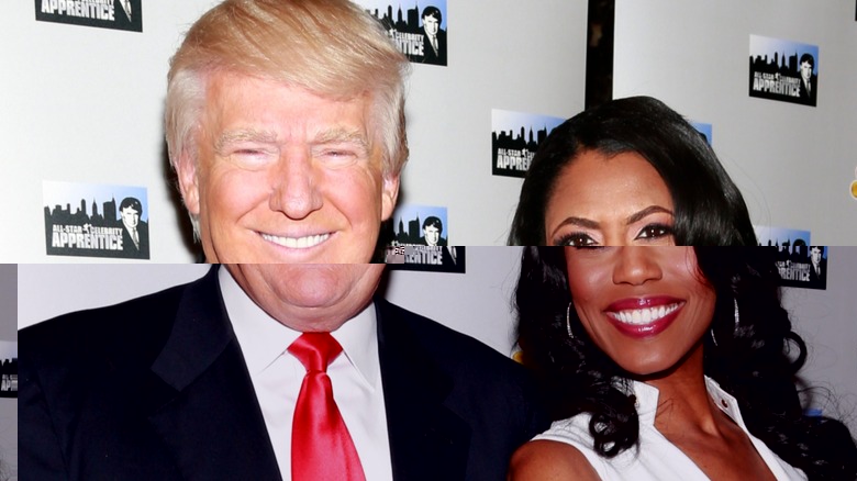 Donald Trump smiling with Omarosa Manigault Newman