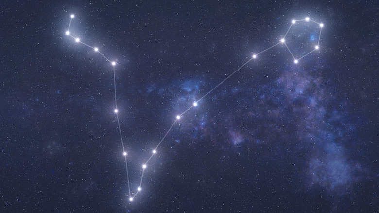 The Pisces constellation in the night sky