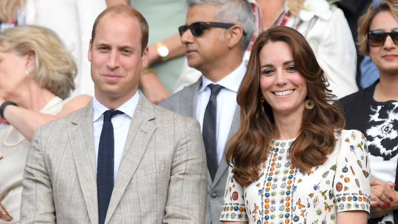 Prince William and Princess Catherine smiling at Wimbledon