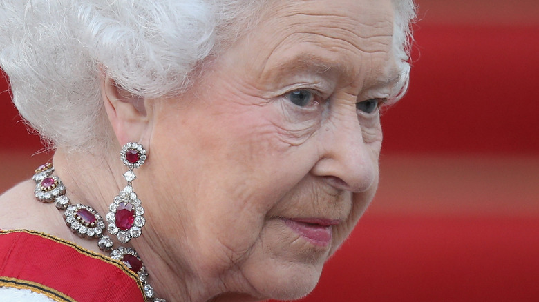 Queen Elizabeth  in diamond and ruby jewels
