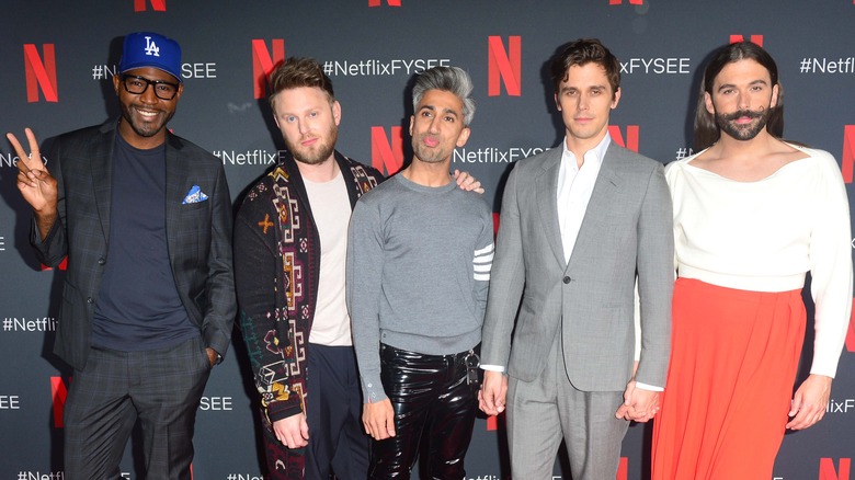 Queer Eye's Fab 5 standing on the red carpet