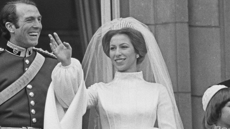 Princess Anne with ex husband on wedding day