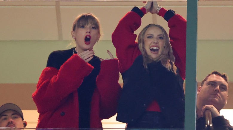 Taylor Swift and Brittany Mahomes looking shocked