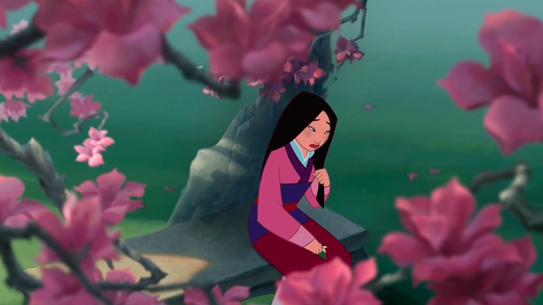 Mulan plays with her hair
