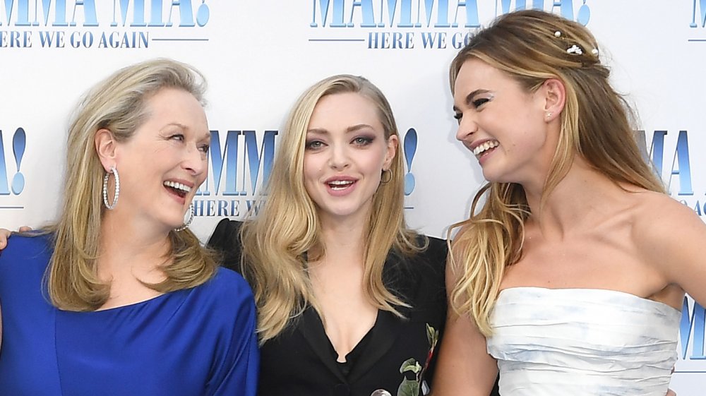 Meryl Streep, Amanda Seyfried, and Lily James at the Mamma Mia: Here We Go Again premiere