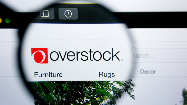 Overstock logo on computer screen
