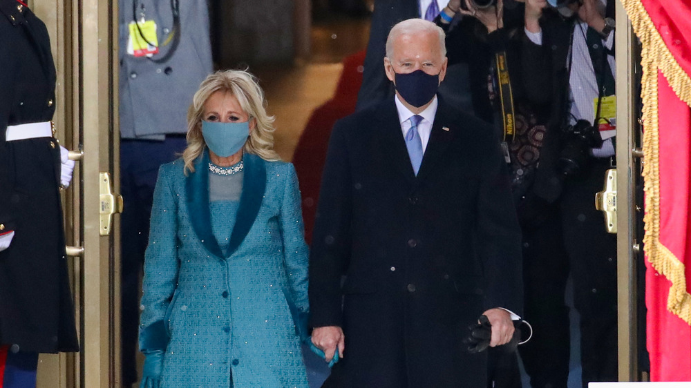 Joe and Jill Biden at Inauguration, wearing masks