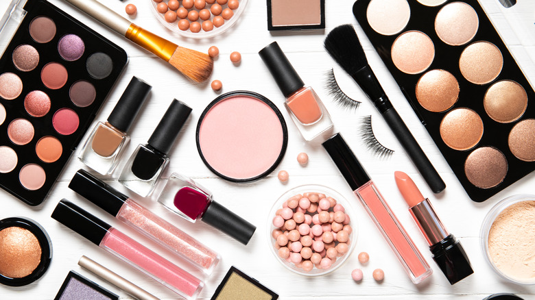 Makeup collection on white background 