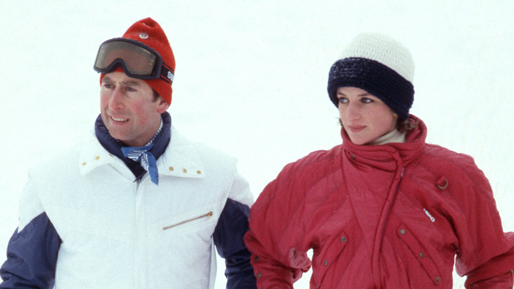 Prince Charles and Princess Diana skiing 