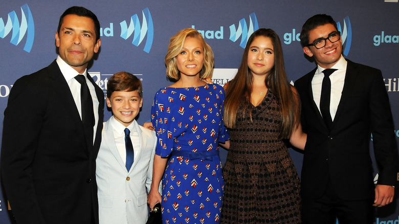 Kelly Ripa with her husband and three children