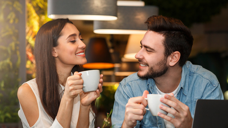 A man and a woman on a coffee date