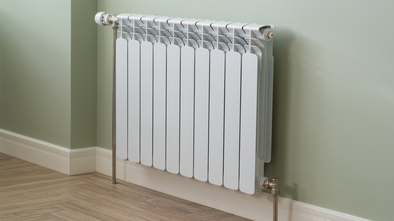 White radiator in an apartment