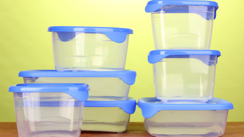 Clean Tupperware pieces stacked