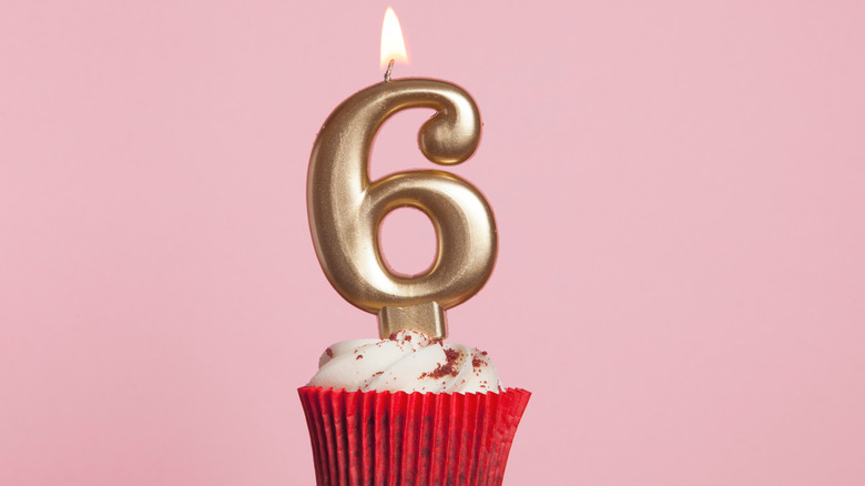 Number 6 candle in cupcake