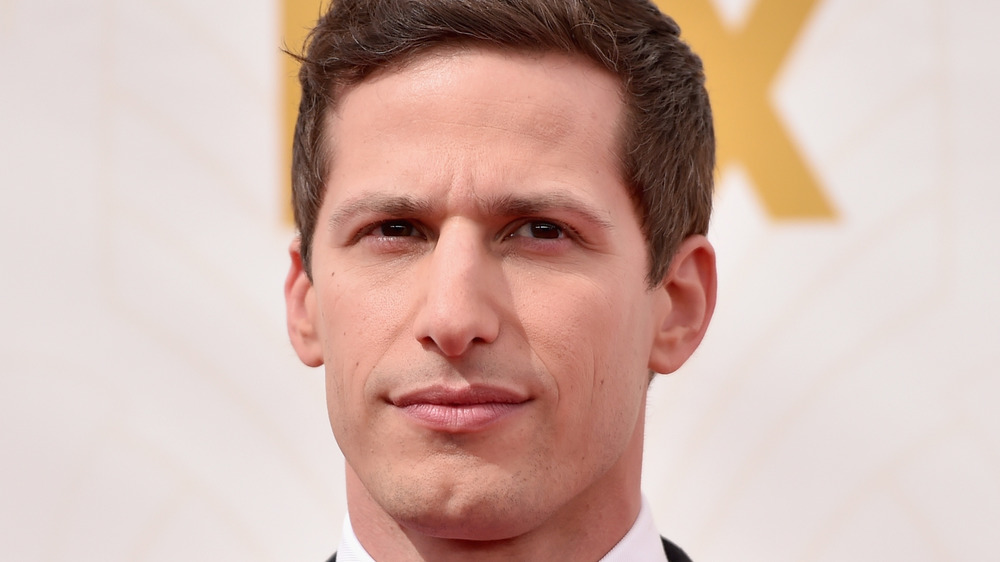 Andy Samberg poses on the red carpet