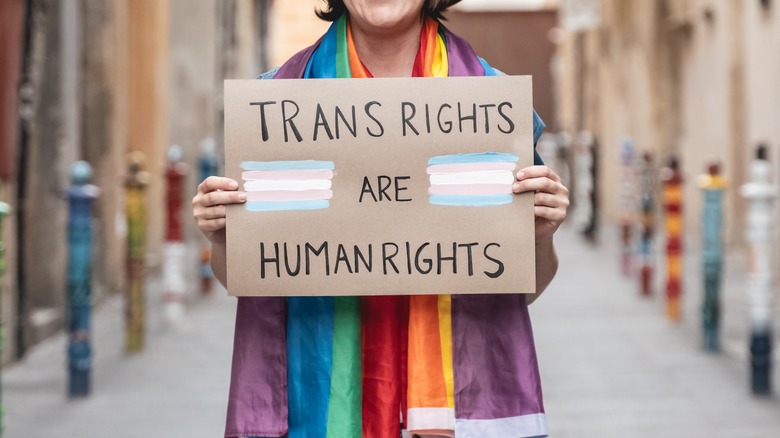 trans rights protest sign