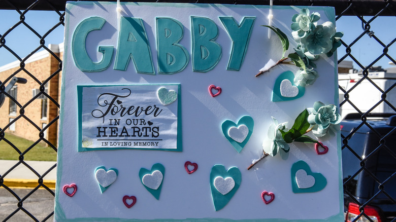 memorial sign for Gabby Petito