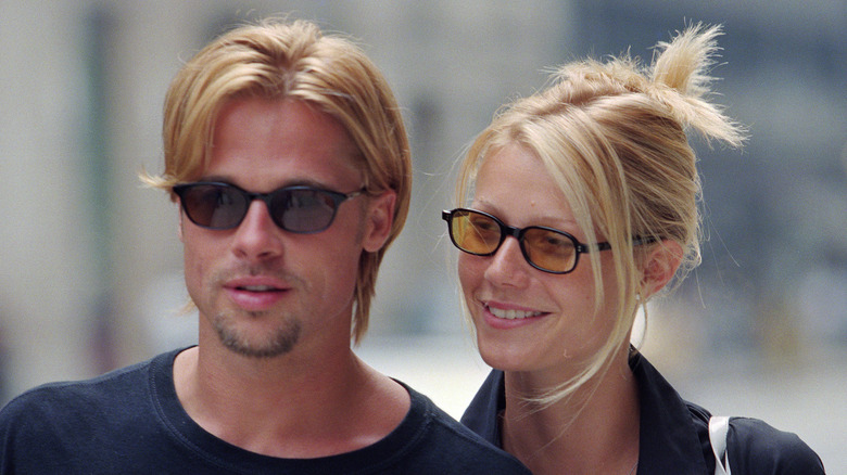 Gwyneth Paltrow and Brad Pitt walking Madison Avenue in New York in 1996