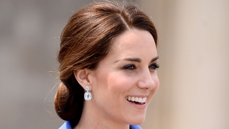 Kate Middleton Duchess of Cambridge wearing diamond earrings