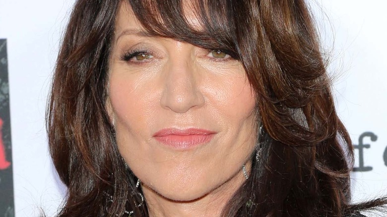 Katey Sagal looking serious with bangs and hair down