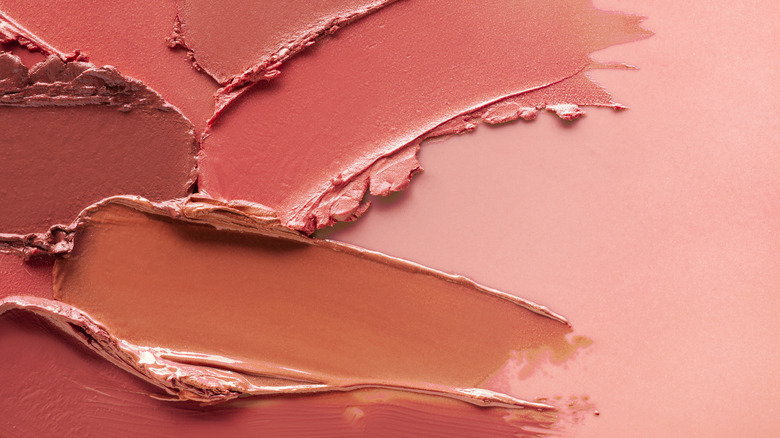 lipstick smudges on pink background